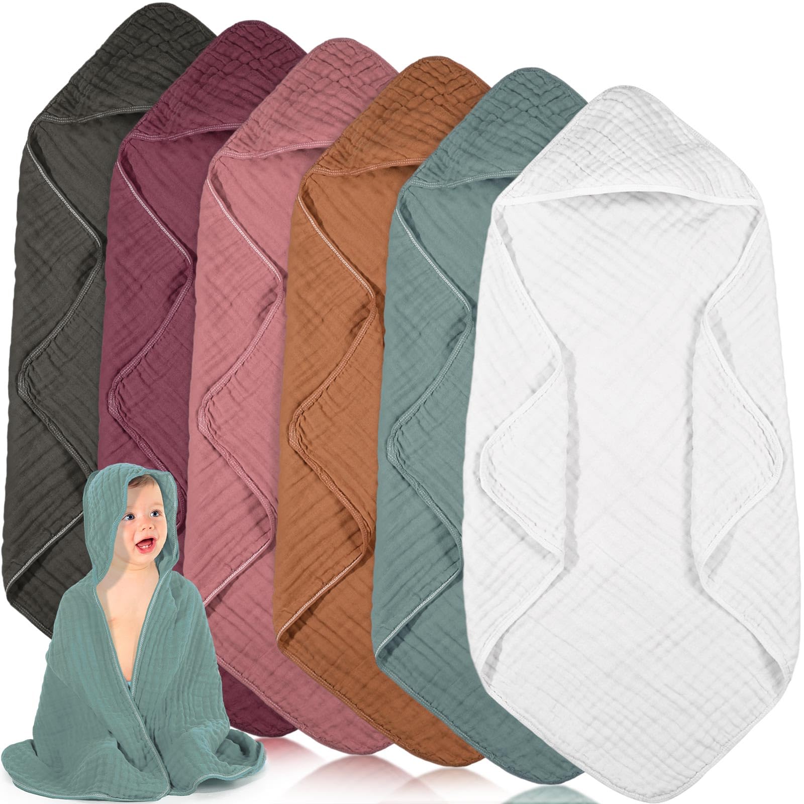 Peryiter muslin hooded baby towel closeup shows soft fabric for gentle bath time warmth