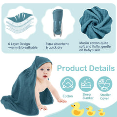 Peryiter muslin towel feels gentle on baby's skin.