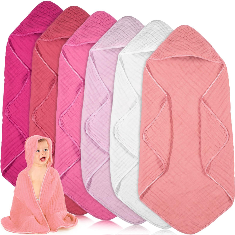 Peryiter six-pack muslin hooded towels ready for bath time and head-to-toe wrapping