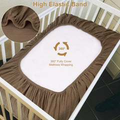Pet Rejoir crib sheet neutral sleep scene; versatile nursery decor.