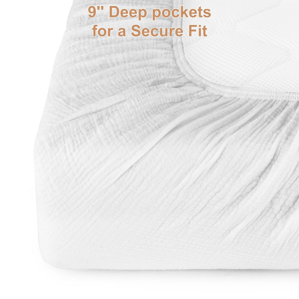 Pet Rejoir white crib sheet complements neutral nursery decor with calm vibes