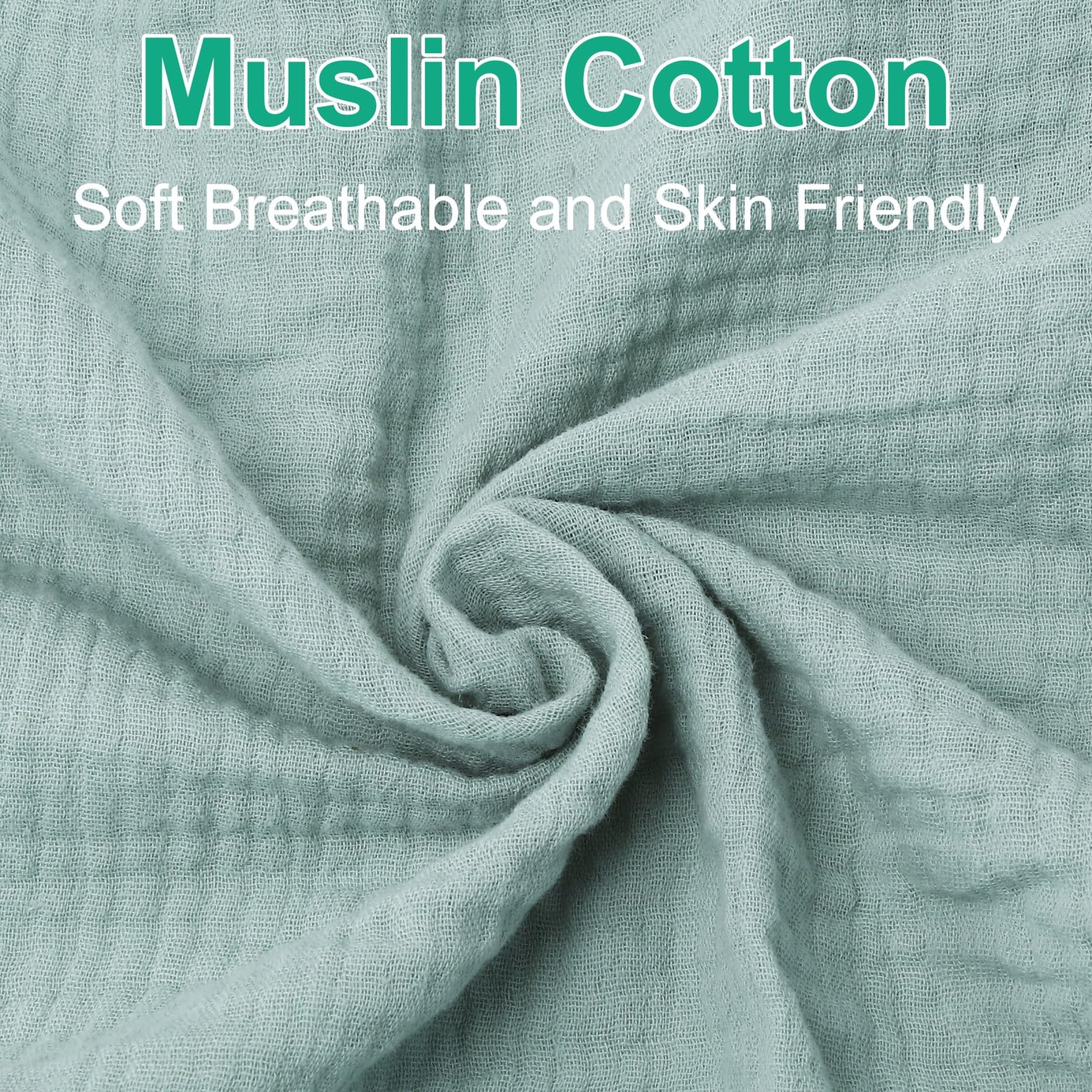 Pet Rejoir muslin crib sheets soft breathable fabric shown on baby mattress.