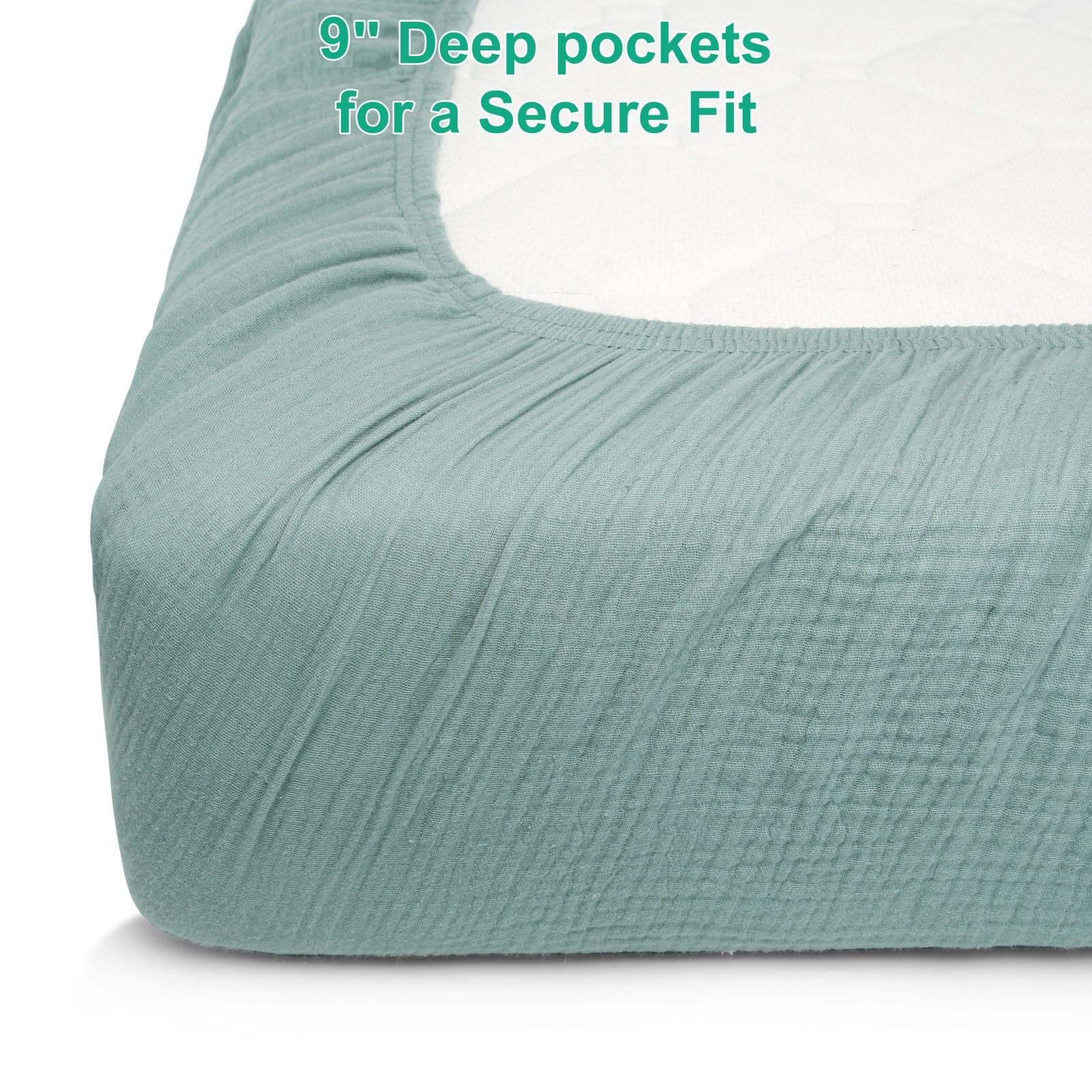 Pet Rejoir muslin crib sheets standard mattress 28x52 setup.