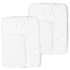 Pet Rejoir muslin fitted crib sheet white on standard crib mattress for gentle sleep