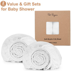 Pet Rejoir muslin fitted crib sheet white showing 9-inch deep pocket for secure fit