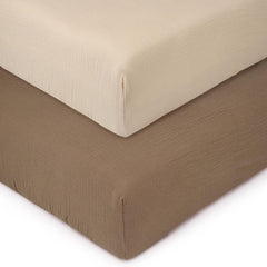 Pet Rejoir muslin mini crib sheets fit 38x24 mattress with deep pockets for secure fit.