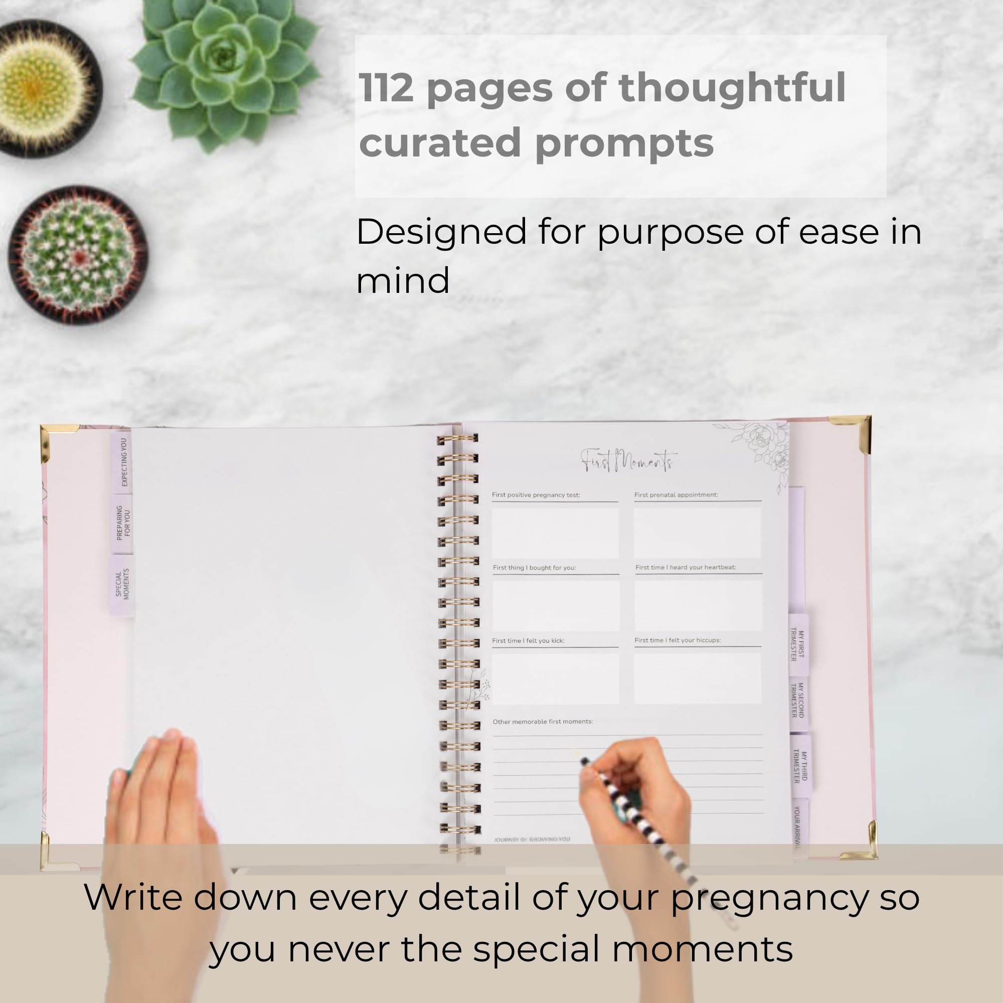 Petal & Pearl PP Pregnancy Journal notes section invites personal reflections and memories.