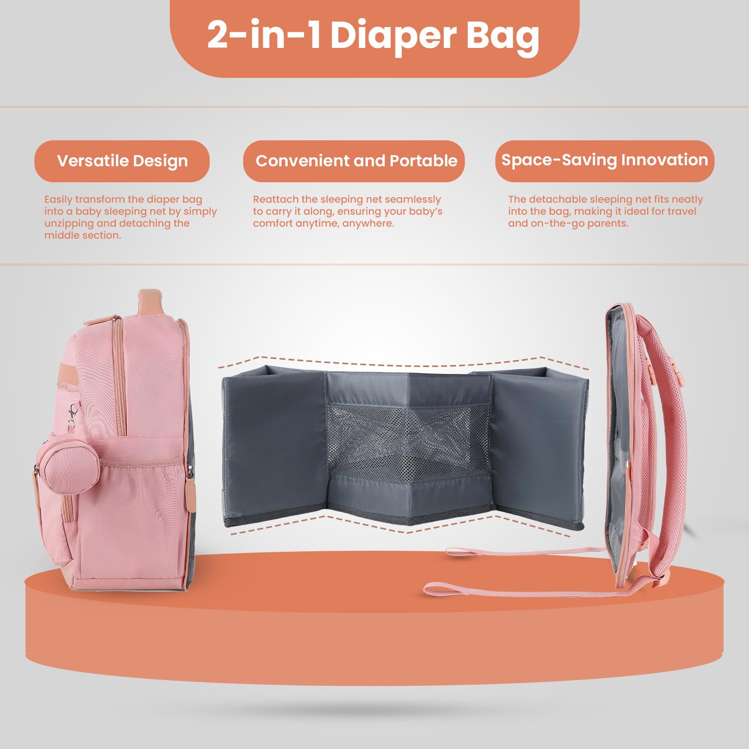 Petino Pura insulated pockets keep bottles warm or cool during travel.
