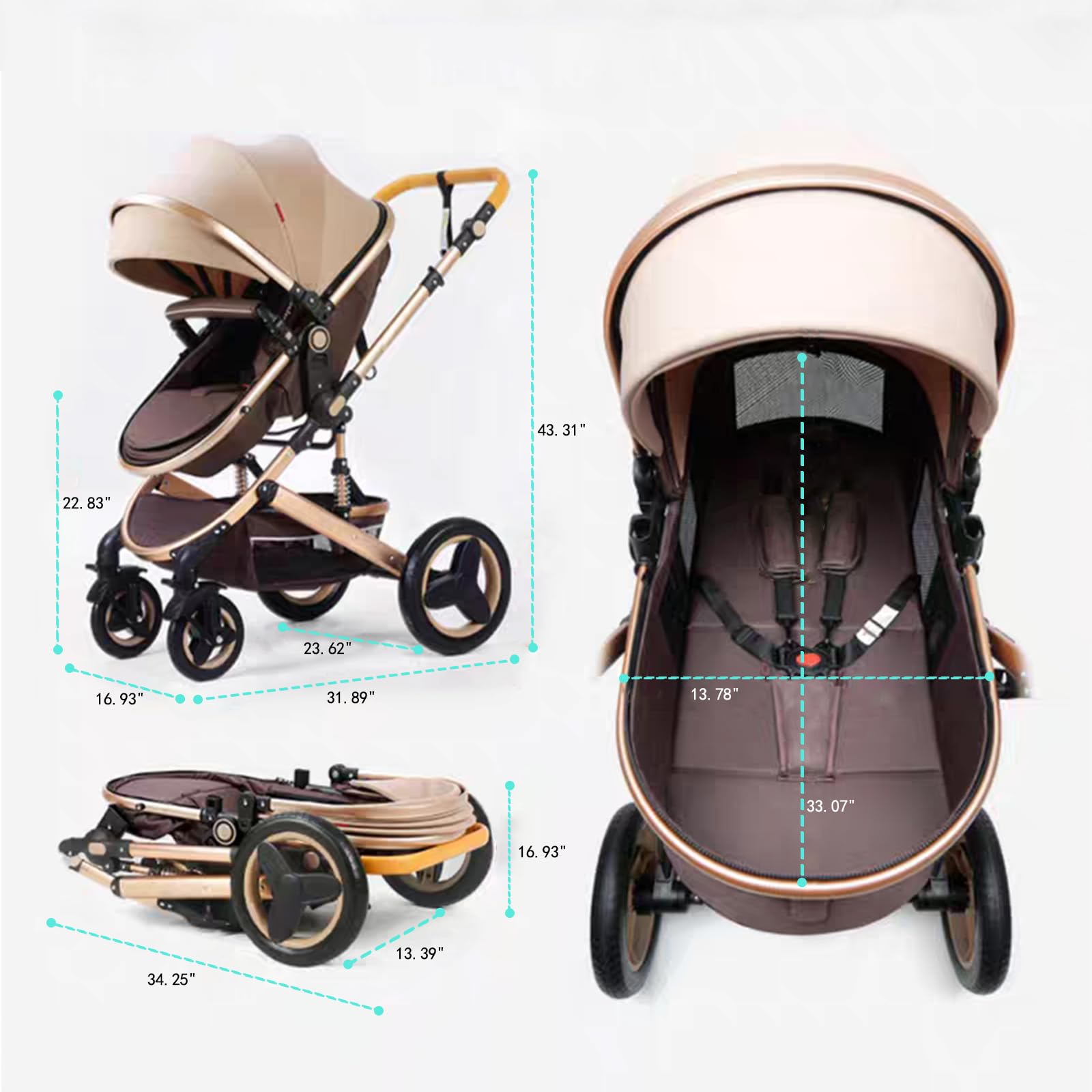 Petit B612 luxury stroller adjustable handlebar adapts to different parent heights.
