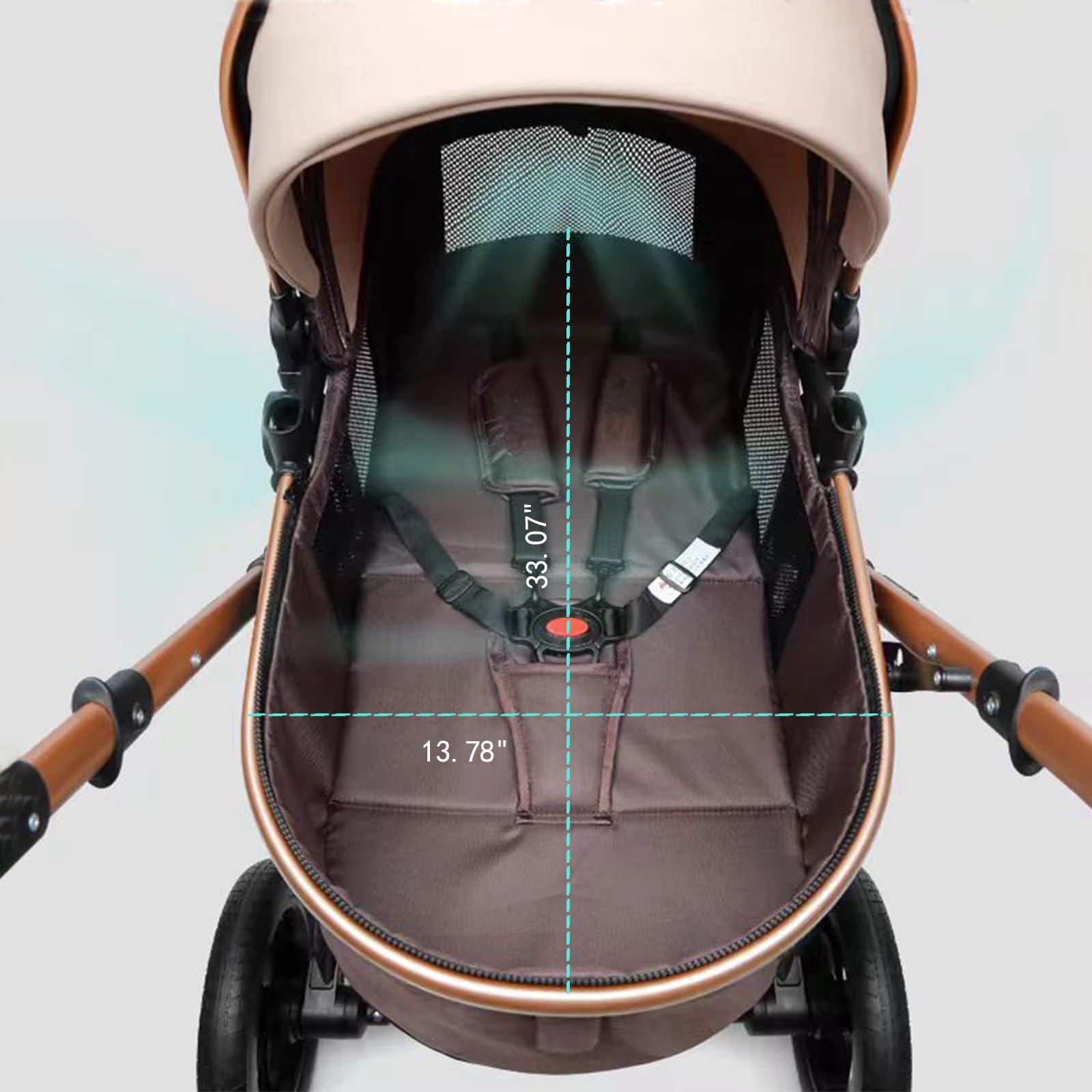 Petit B612 luxury stroller khaki adjustable-handlebar adapting to caregiver height