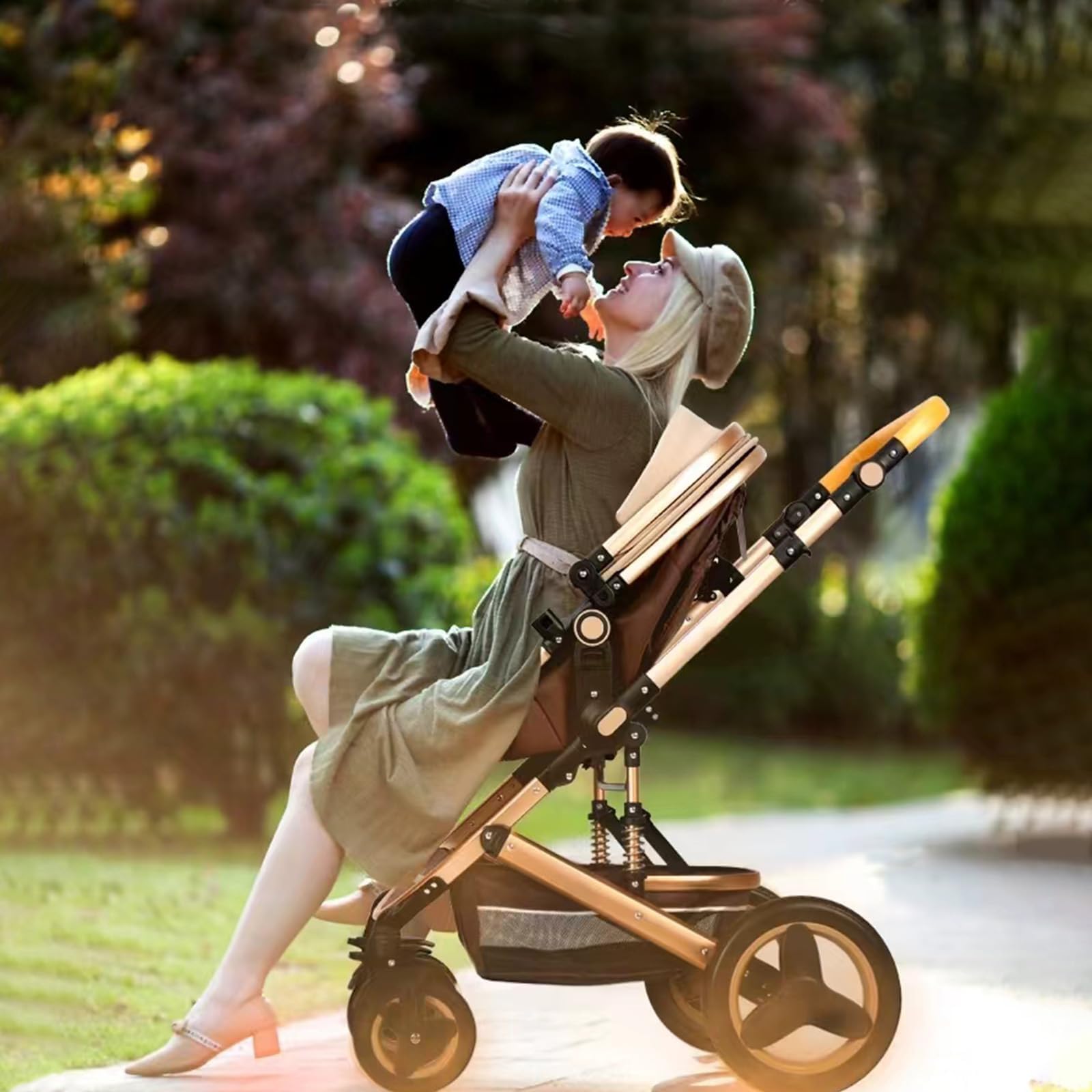 Petit B612 luxury stroller khaki travel-pram ready for day trips and outings