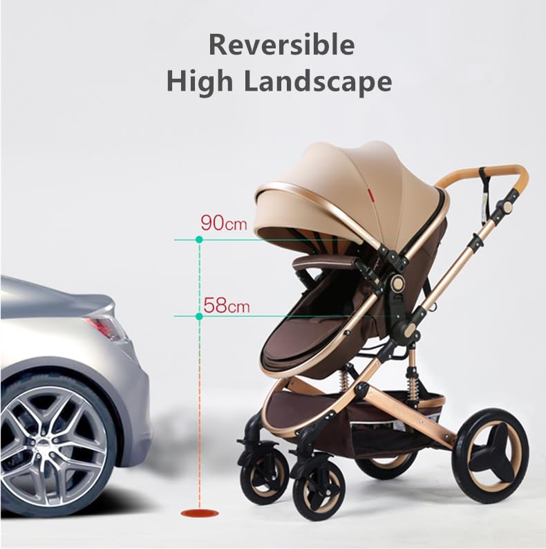 Petit B612 Luxury Stroller linen khaki fabric feels premium and easy to wipe clean.