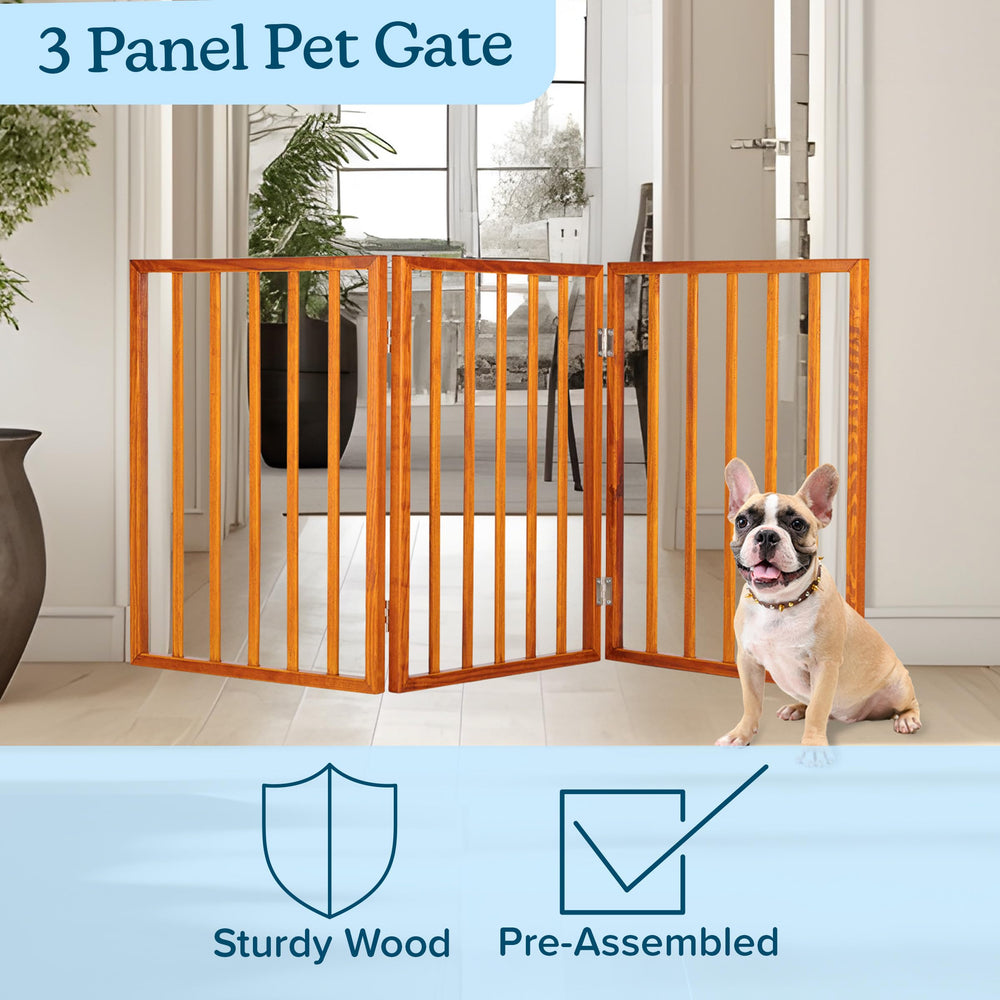 PETMAKER freestanding dog gate for stairs and doorways supports non-damaging setup.