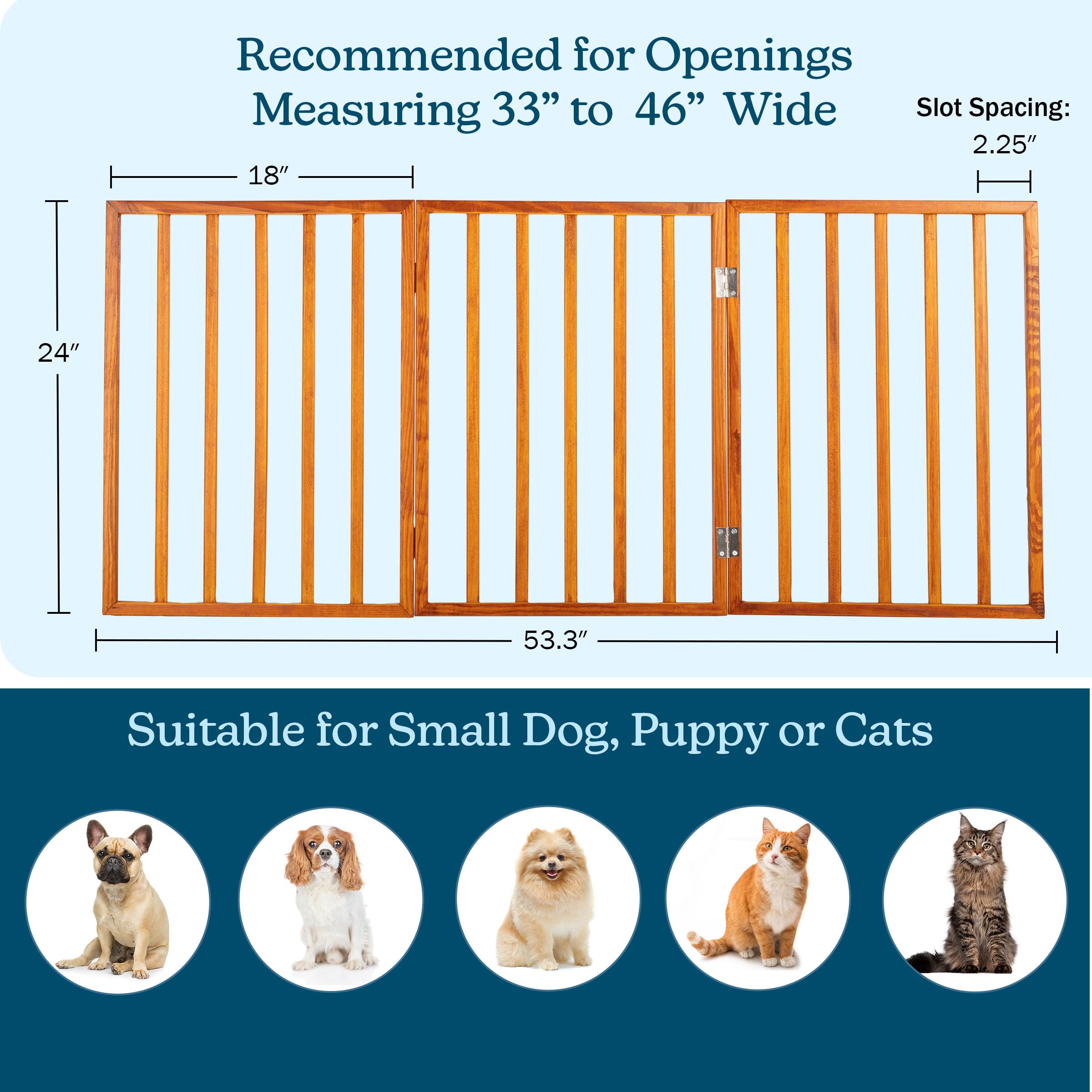 PETMAKER wooden indoor dog gate 54-inch tall keeps pets from restricted areas.