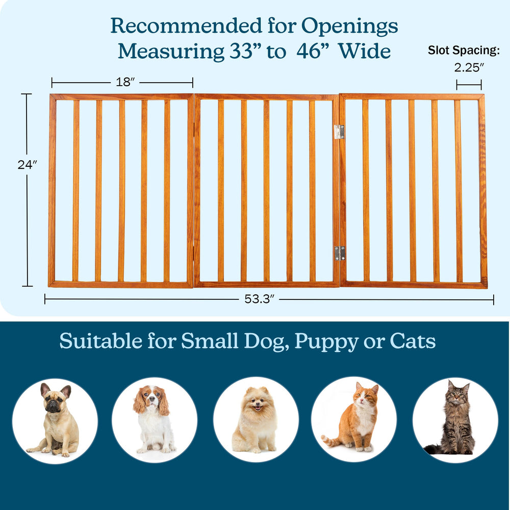 PETMAKER wooden indoor dog gate 54-inch tall keeps pets from restricted areas.