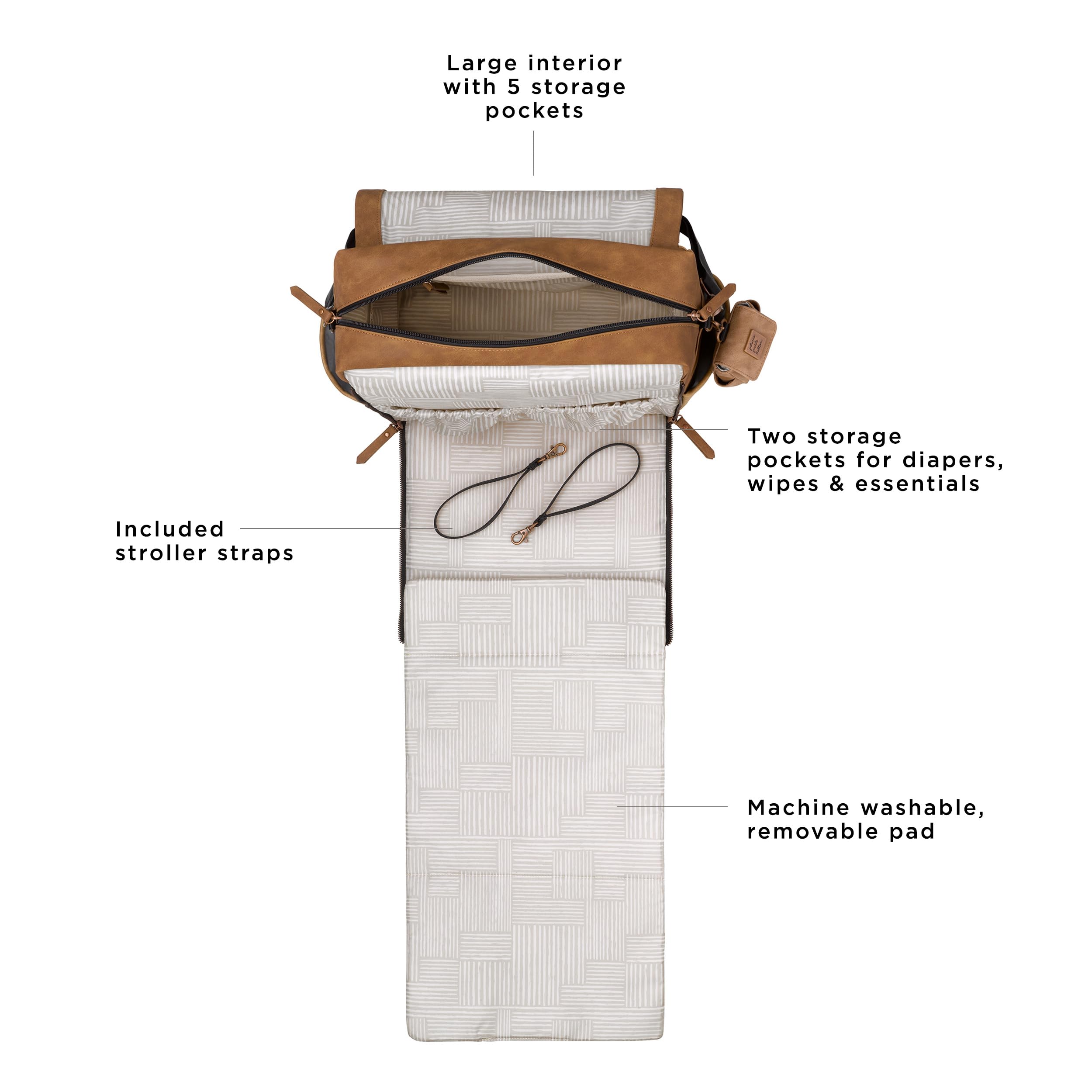 Petunia Pickle Bottom Boxy Backpack Brioche bottle pocket for easy feeding access