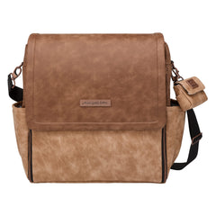 Petunia Pickle Bottom Boxy Backpack Brioche front view shows stylish organized diaper bag for everyday outings