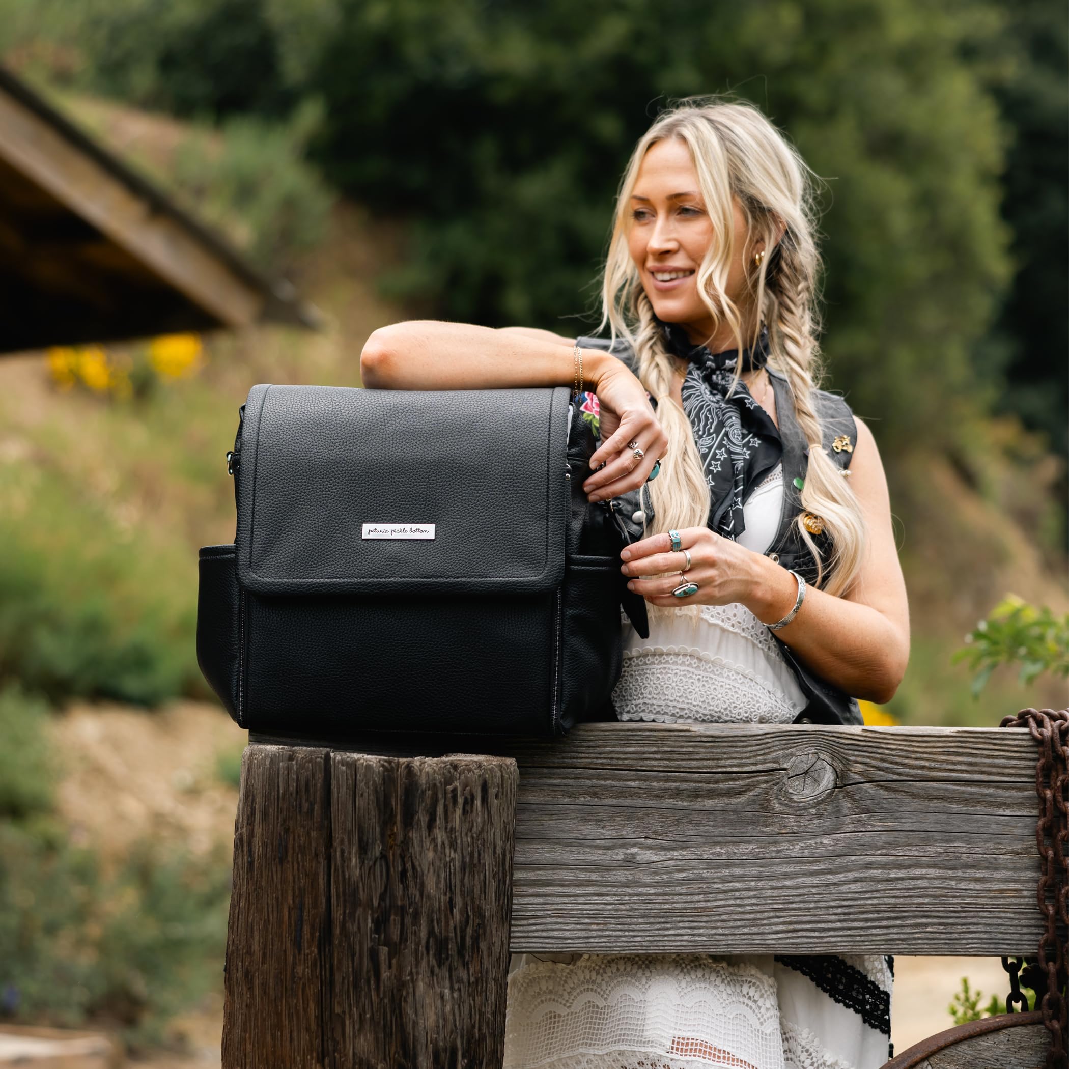 Petunia Pickle Bottom Boxy Backpack cleanable fabric and water-resistant lining protect everyday use