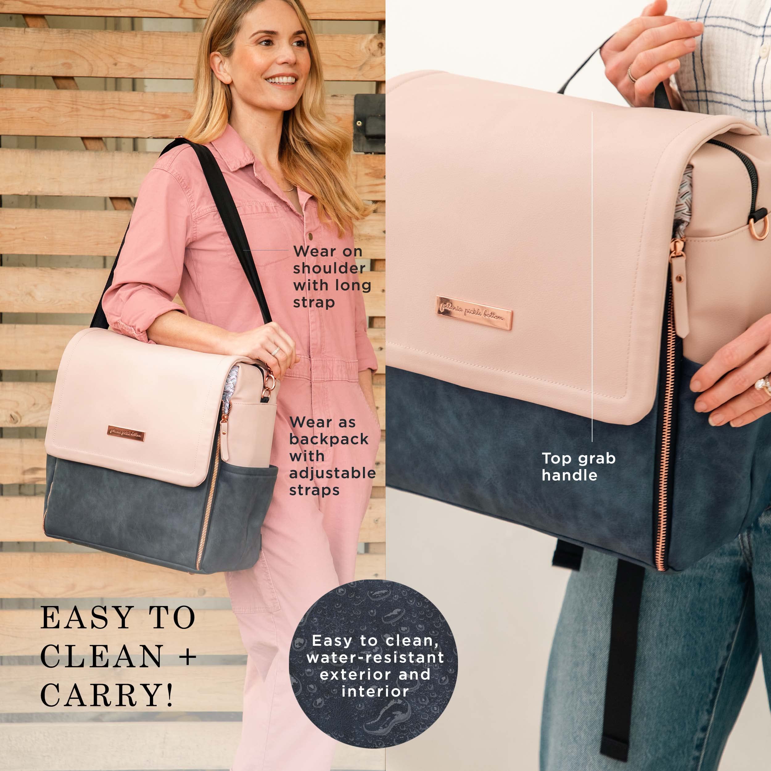 Petunia Pickle Bottom Boxy Backpack interior pockets showcase organized storage.