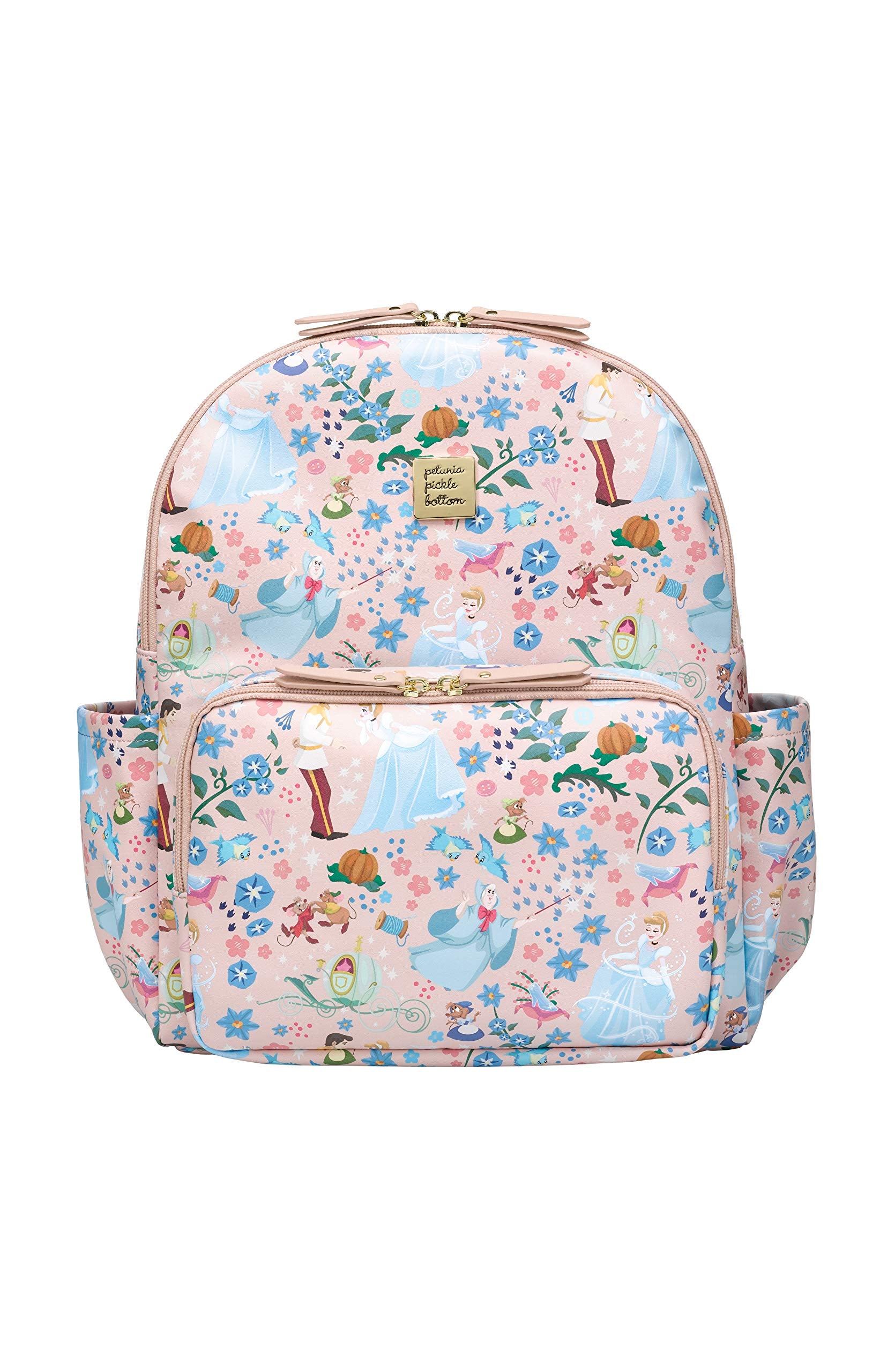 Petunia Pickle Bottom District Backpack Pink, front view showing a roomy main compartment for essentials