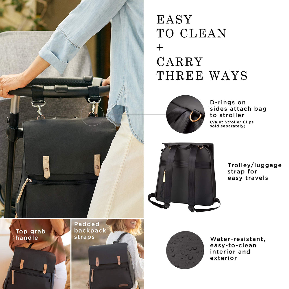 Petunia Pickle Bottom Meta Backpack side insulated-pocket view highlights snacks and bottles