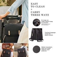 Petunia Pickle Bottom Meta Backpack side insulated-pocket view highlights snacks and bottles