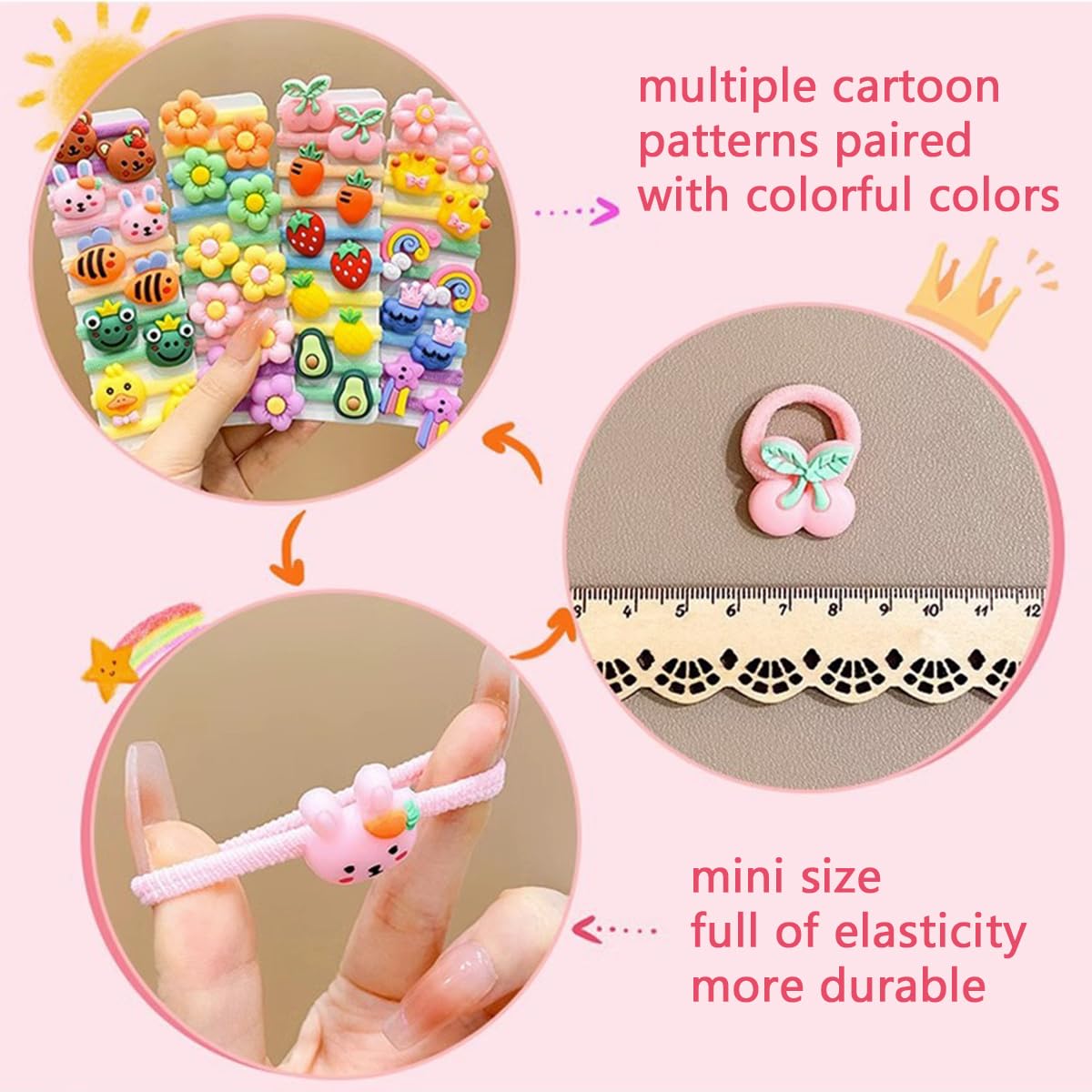 Petunny cotton baby hair ties cartoon patterns for cute daily outfits