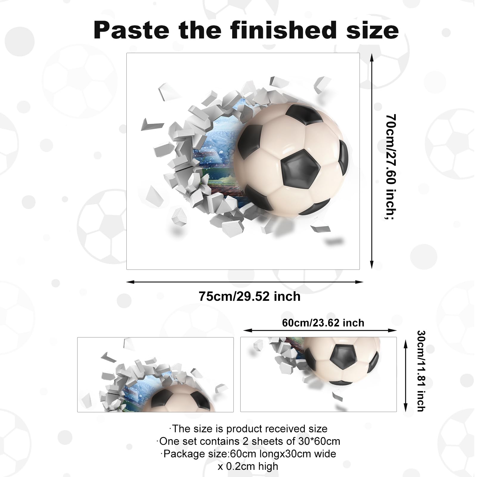 PEUTIER multicolor soccer decals sheets for eye-catching bedroom decor