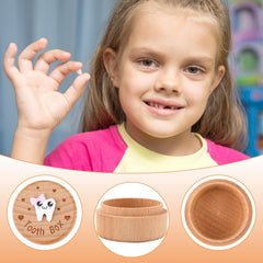PEUTIER tooth fairy box side view showing compact beech wood storage.