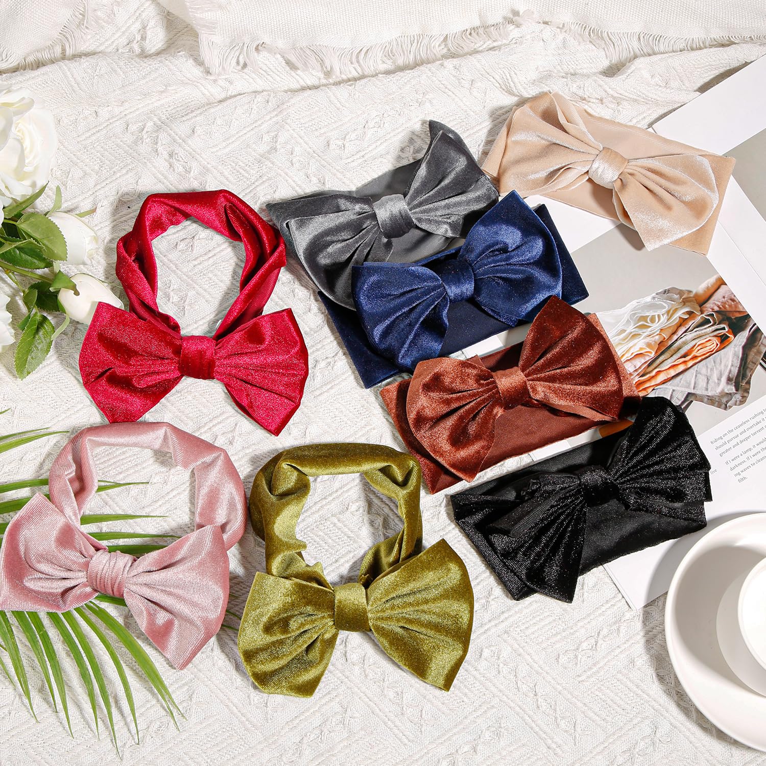 PEUTIER velvet baby bow black headband versatile for outfits and family photos.
