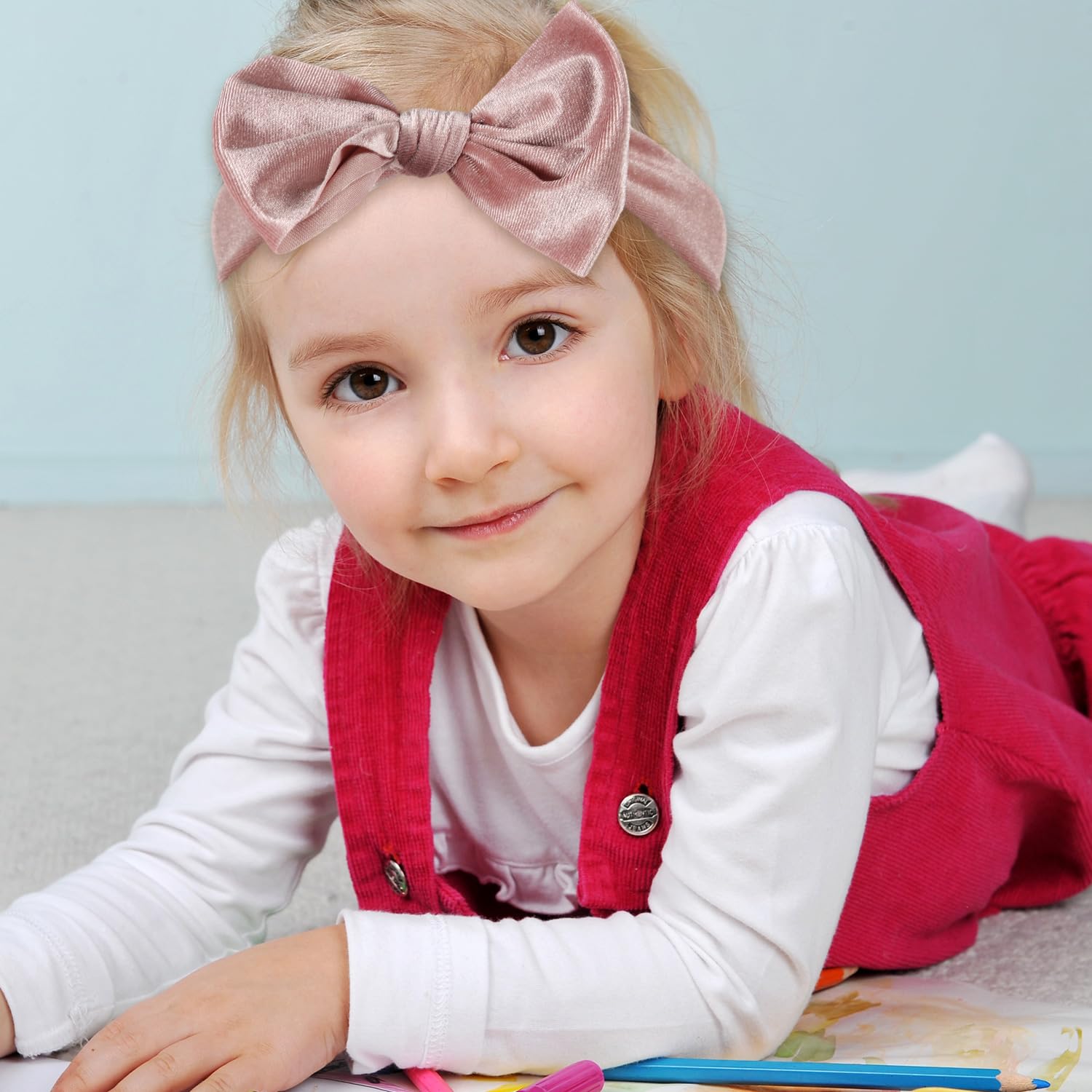 PEUTIER velvet baby bow gray headband easy to mix and match outfits.