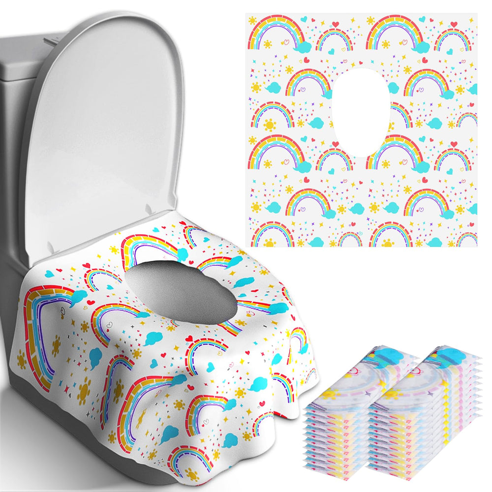 Peyazoco toilet seat cover packaging shows portable travel protection for busy restrooms