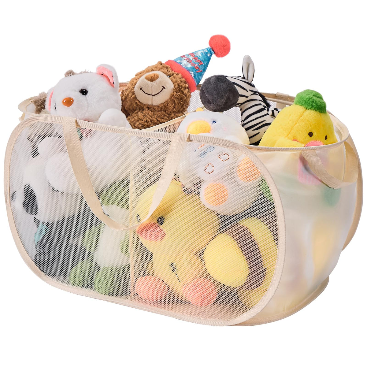 Peyorom beige toy storage bin with large 75L capacity