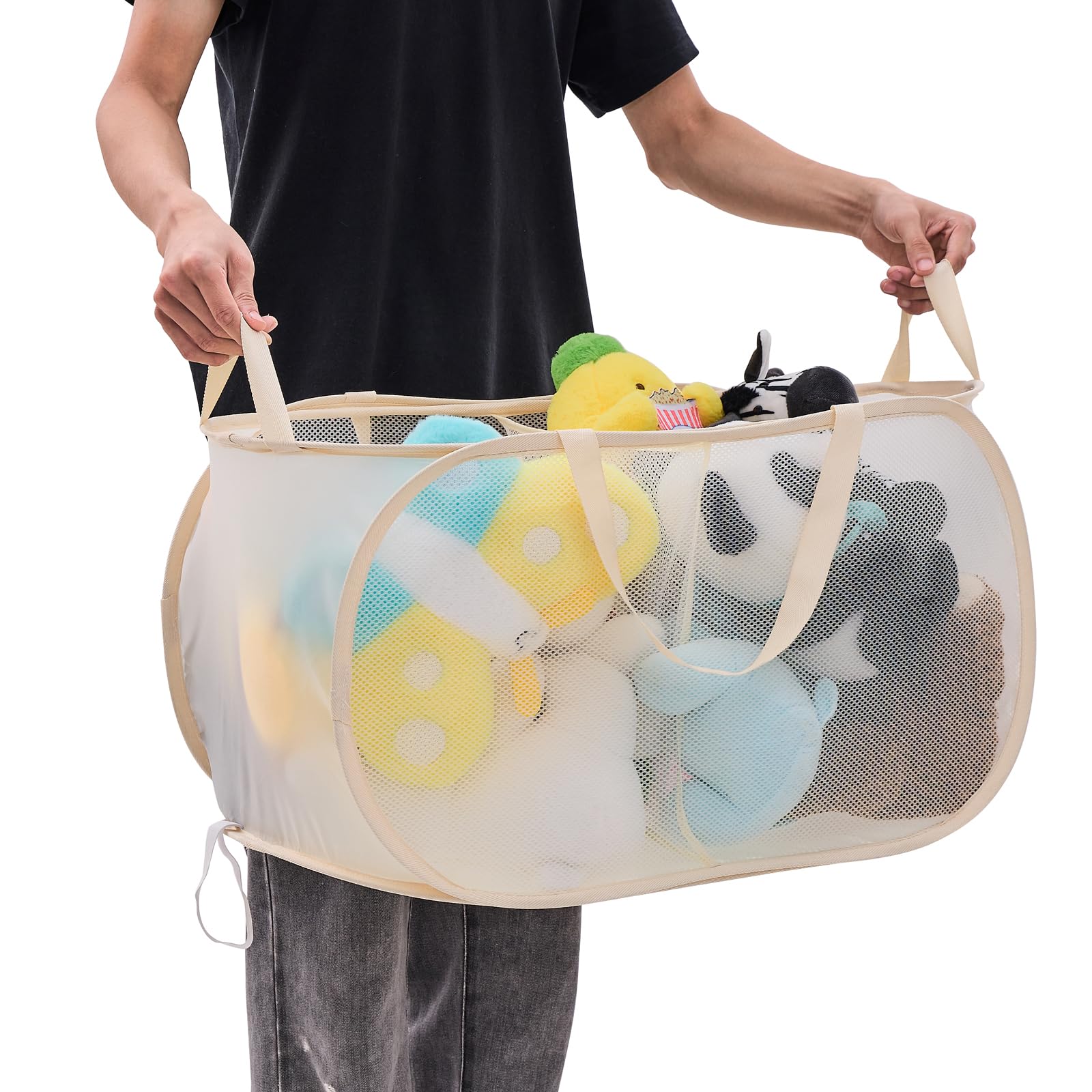 Peyorom mesh fabric bin for quick toy visibility