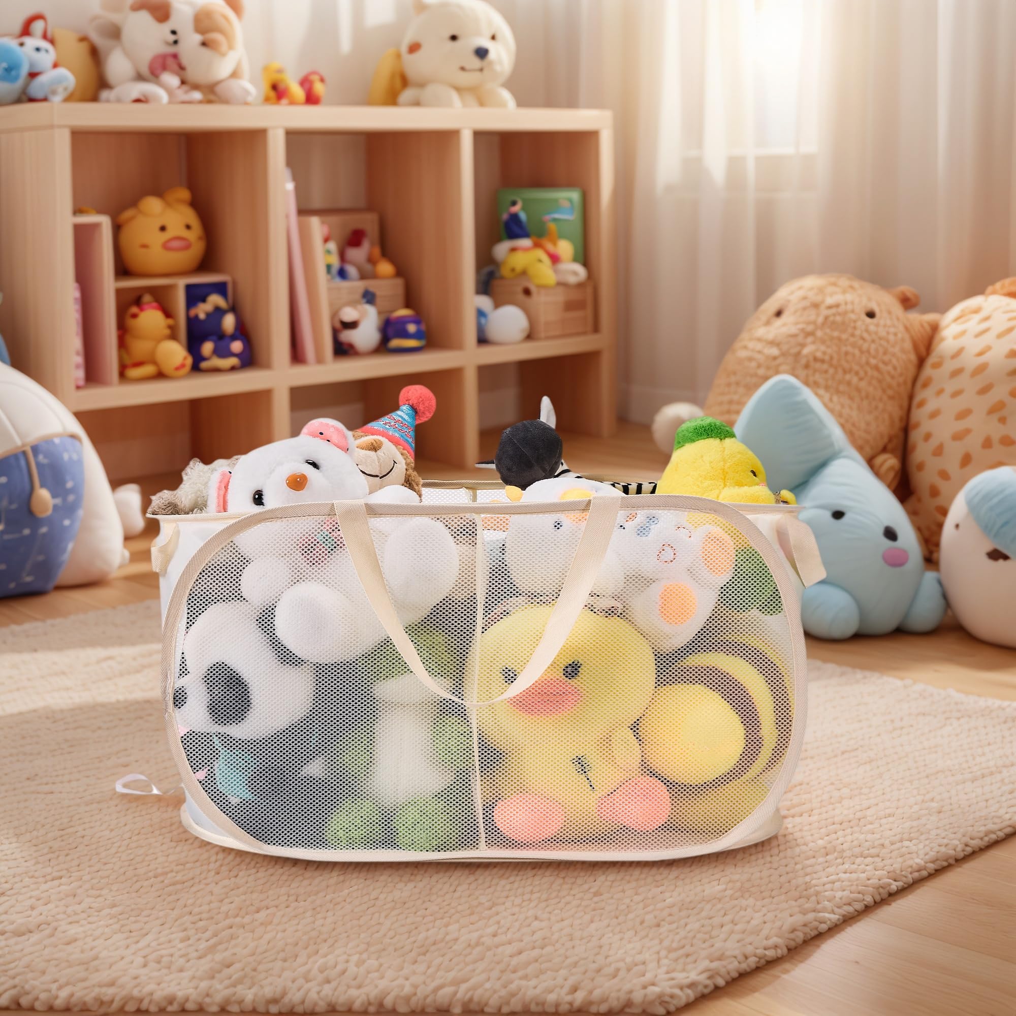 Peyorom storage bin with reinforced carrying handles for easy transport