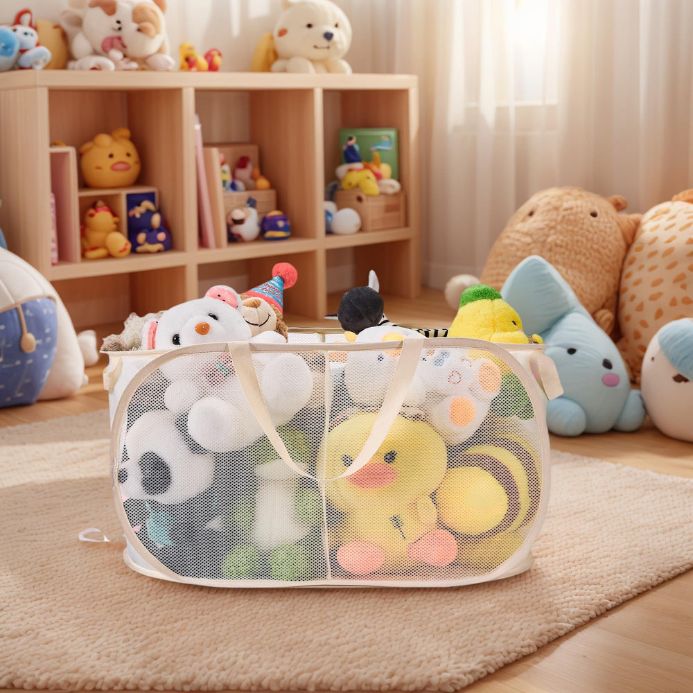 Peyorom storage bin with reinforced carrying handles for easy transport