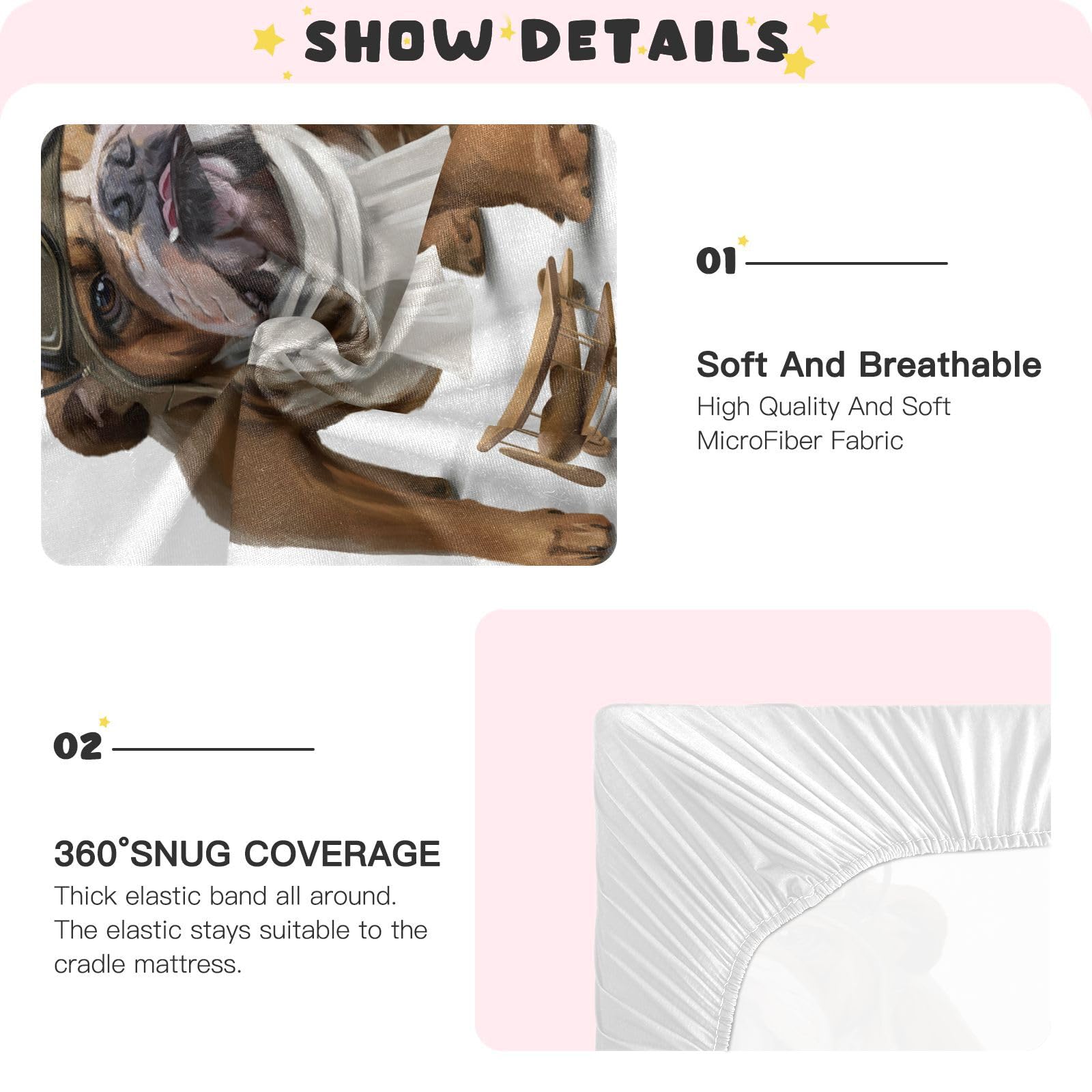 Pfrewn machine-washable crib sheet for easy cleanup and everyday use.