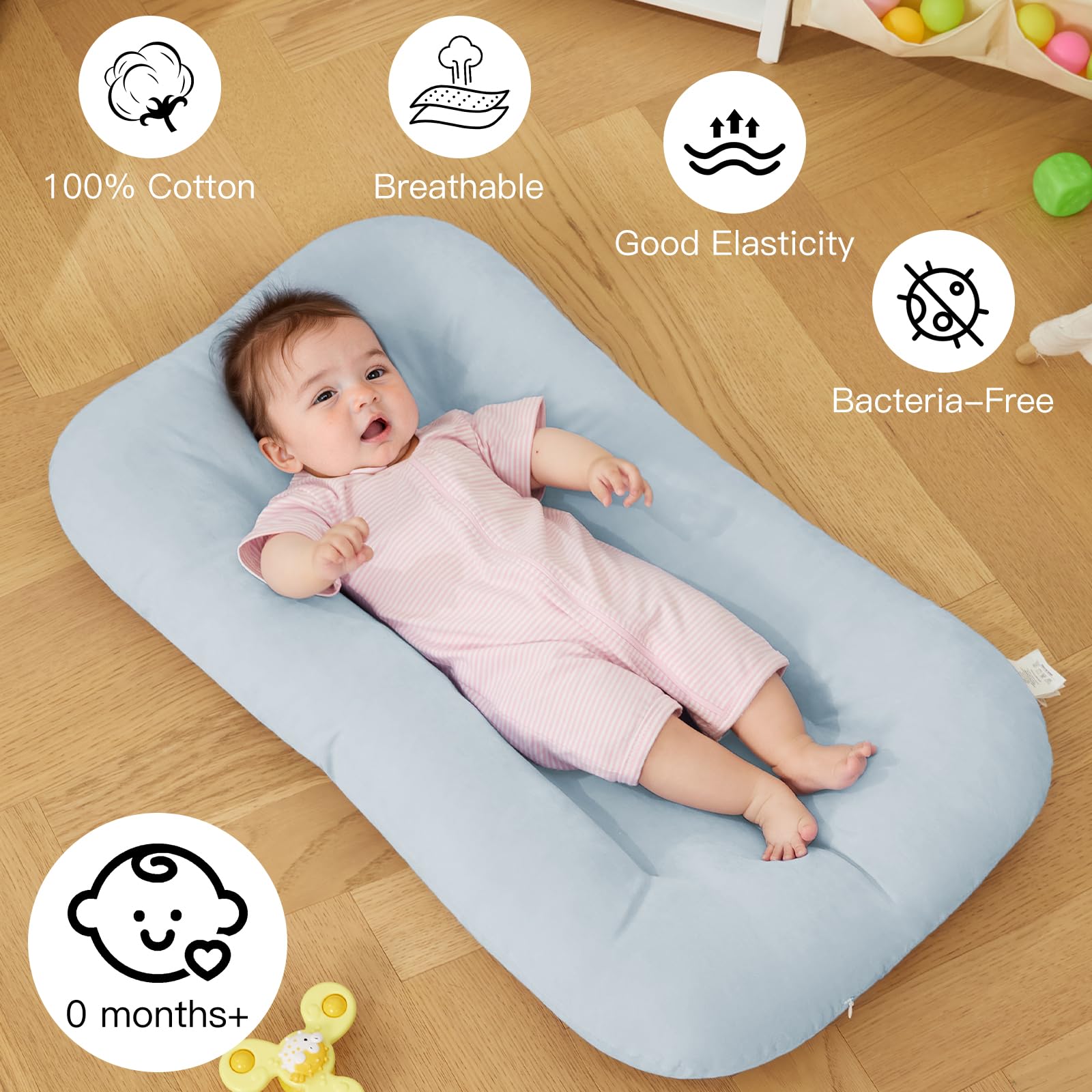PGONEEE baby lounger apricot bonding moment in a safe cushioned play space