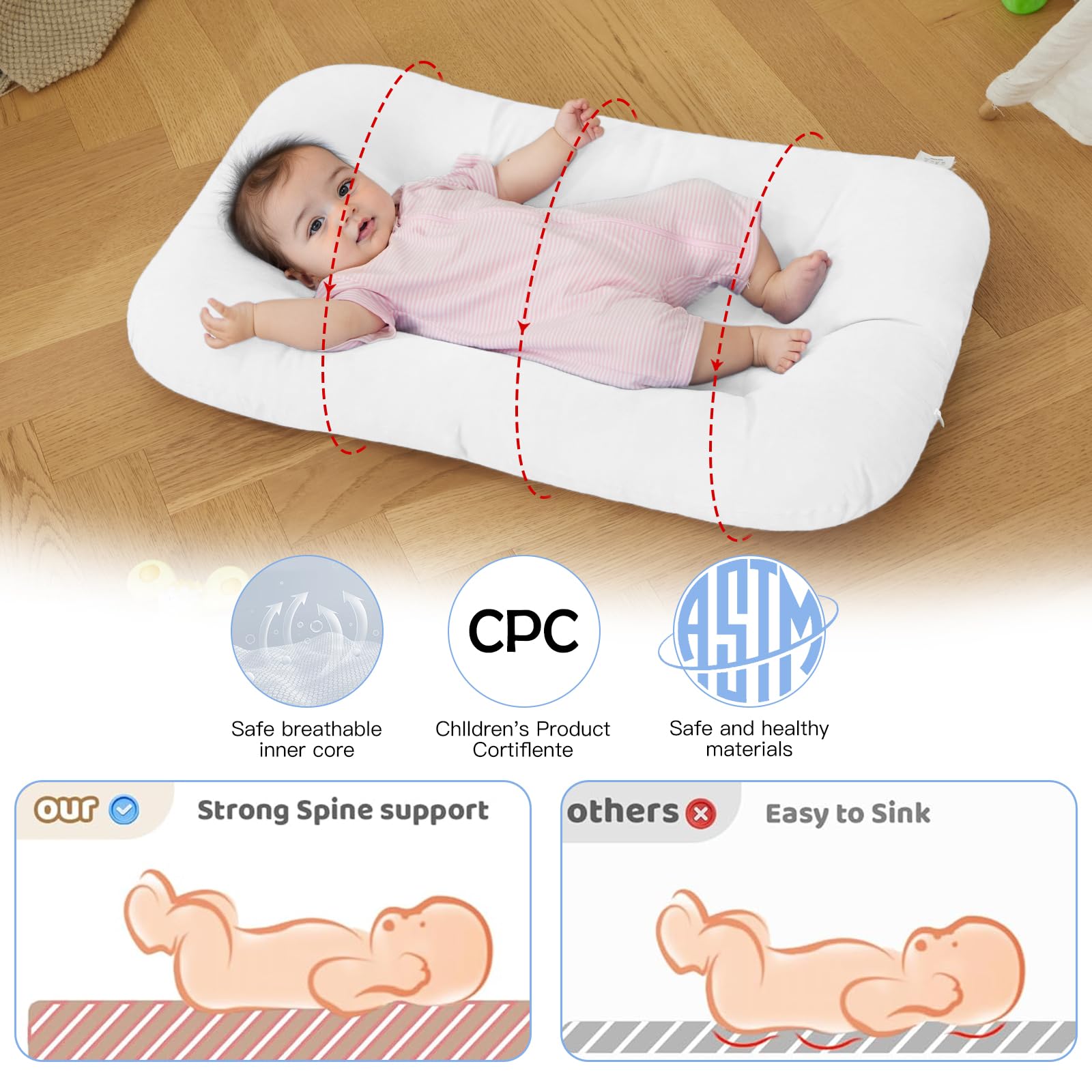 PGONEEE baby lounger lightweight portable for travel