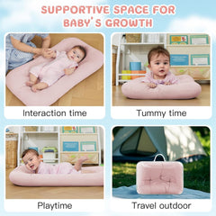 PGONEEE baby lounger organic-cotton-closeup highlighting breathable fabric for newborn comfort.