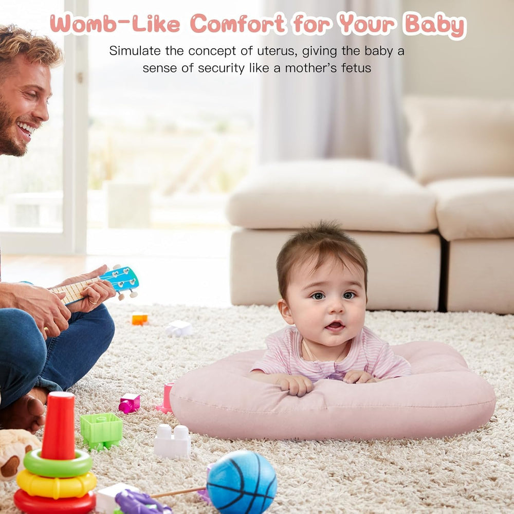 PGONEEE baby lounger tummy-time-use demonstrates bonding-friendly setup for awake play.
