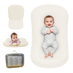PGONEEE baby lounger top view in white for cozy newborn comfort