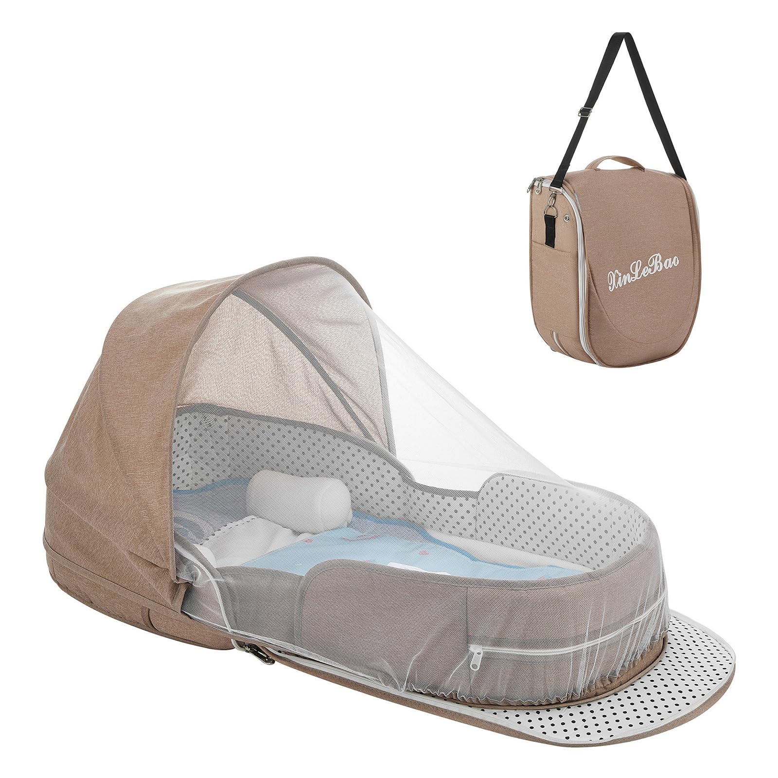 PGONEEE baby travel bassinet folded into compact backpack for easy trips
