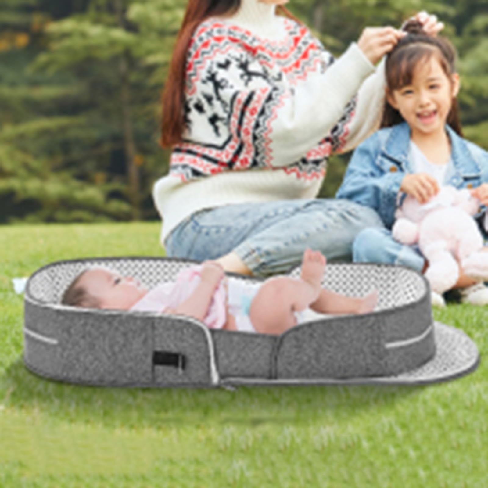 PGONEEE bassinet in a living room for daytime naps