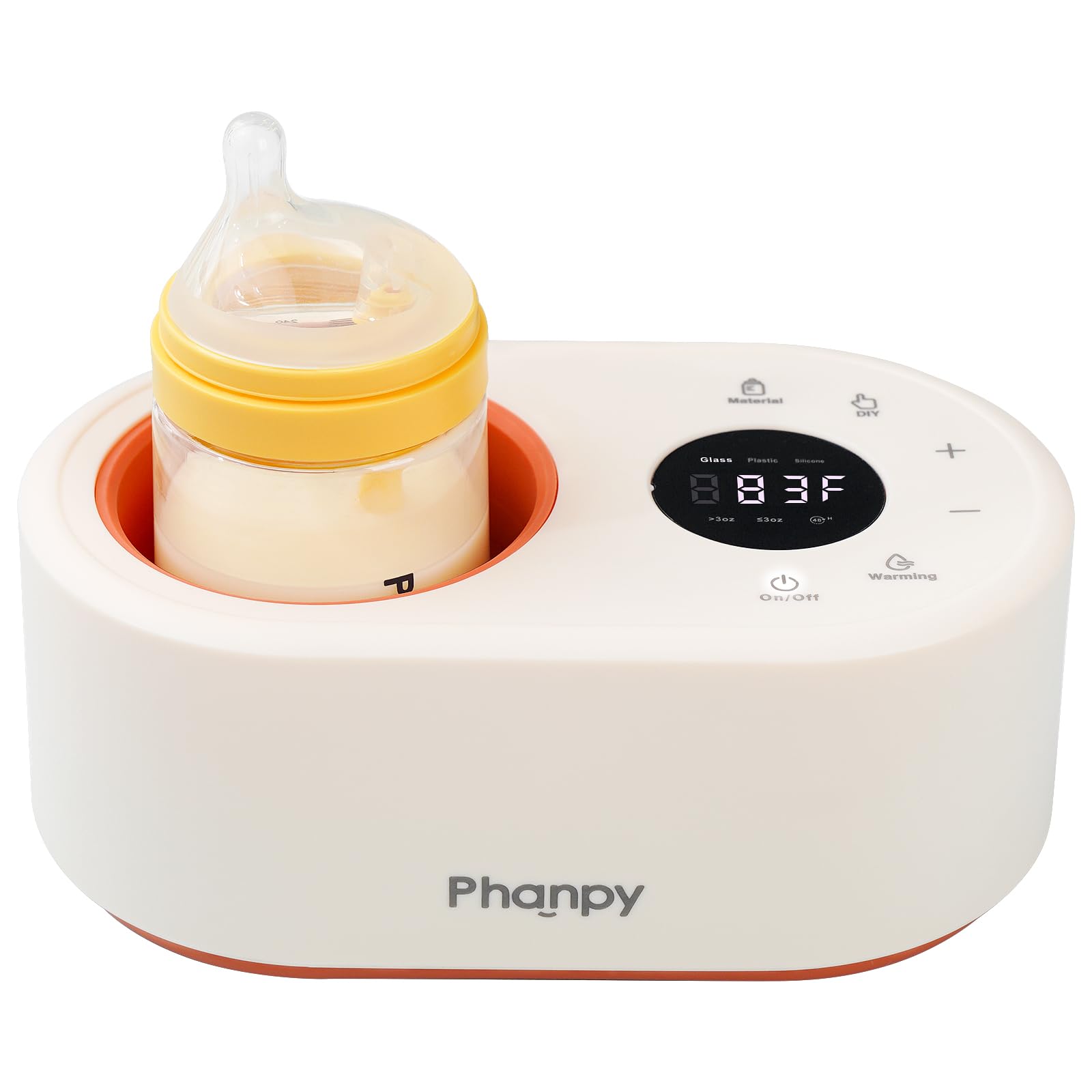 Phanpy bottle warmer front view showing travel-ready compact design.
