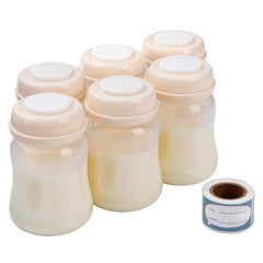 Phanpy breastmilk storage bottle with handwriting stickers helps date and organize milk for quick prep.