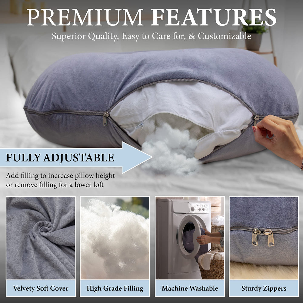 Pharmedoc removable cover pillow close-up highlights easy cleaning and care.