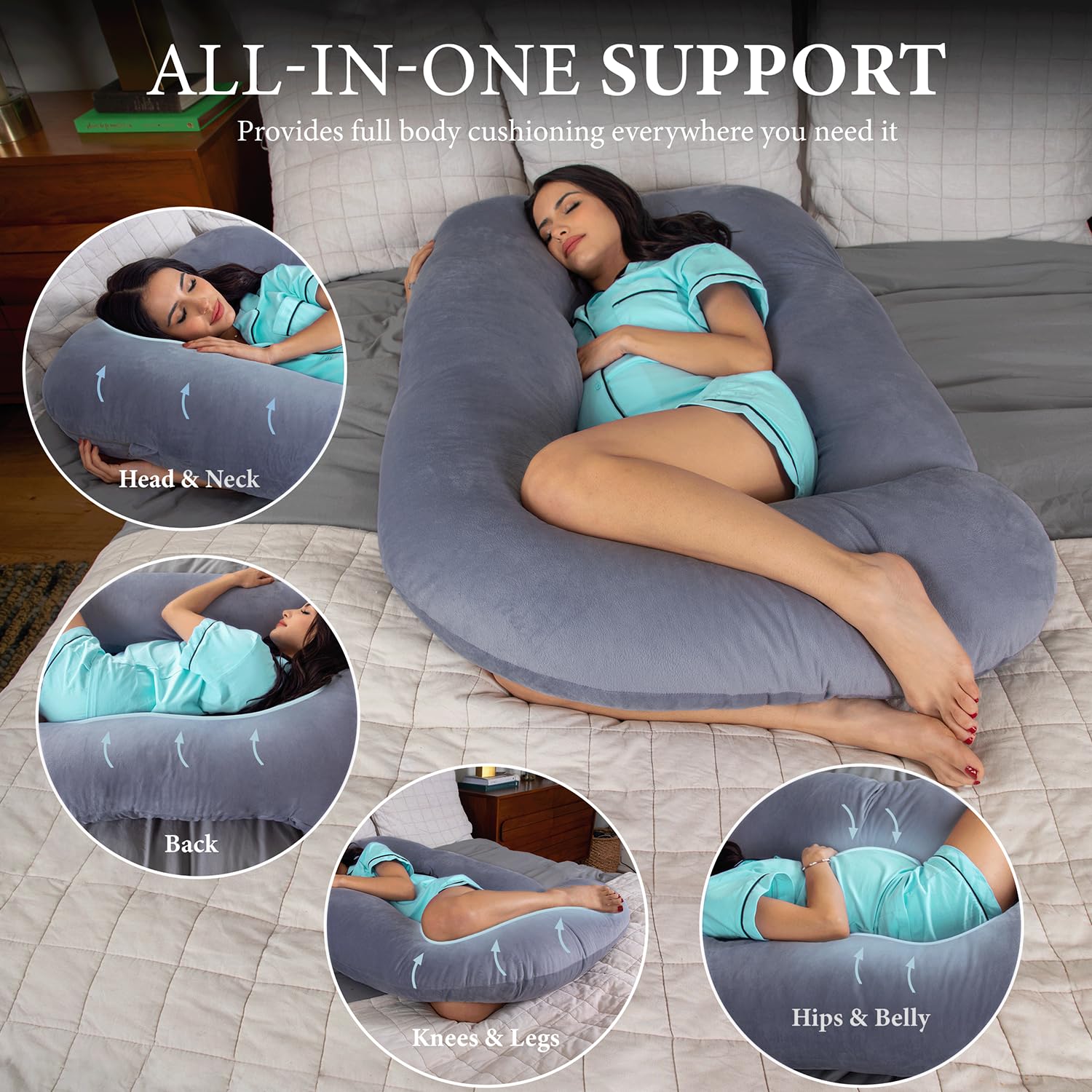 Pharmedoc removable gray cover on the pillow for easy cleaning and freshness.
