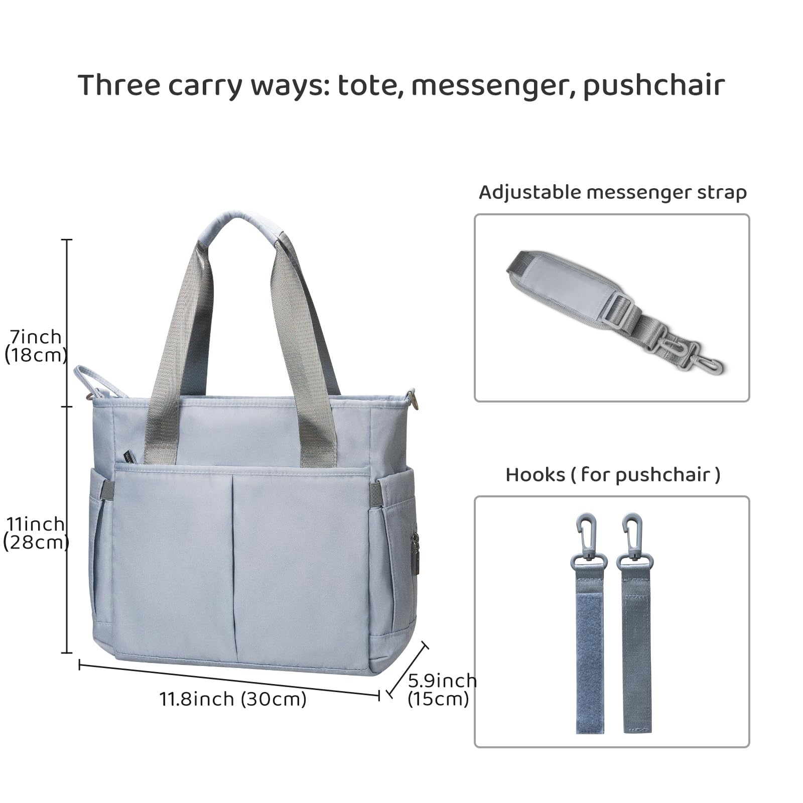 PHEBEN diaper bag main compartment keeps baby essentials organized on the go