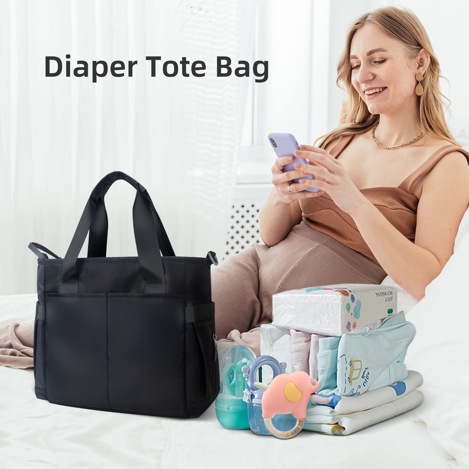 PHEBEN diaper bag medium-size shown for portable daily use